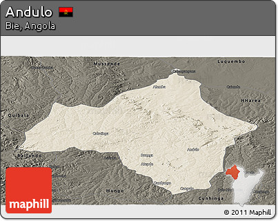 Shaded Relief Panoramic Map of Andulo, darken