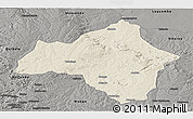 Shaded Relief Panoramic Map of Andulo, darken, semi-desaturated