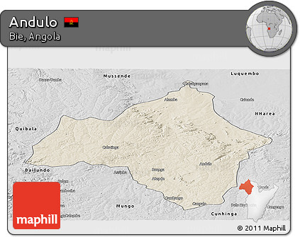 Shaded Relief Panoramic Map of Andulo, desaturated