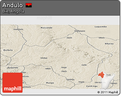Shaded Relief Panoramic Map of Andulo