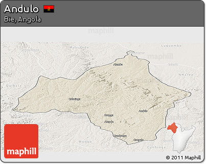 Shaded Relief Panoramic Map of Andulo, lighten
