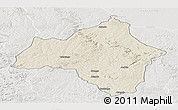 Shaded Relief Panoramic Map of Andulo, lighten, semi-desaturated