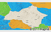 Shaded Relief Panoramic Map of Andulo, political outside