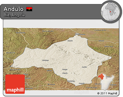 Shaded Relief Panoramic Map of Andulo, satellite outside