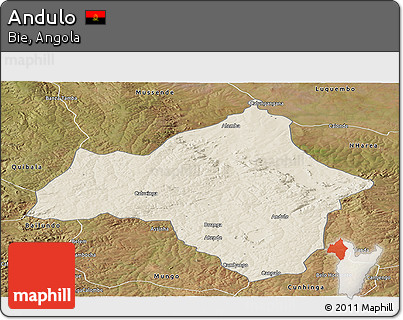 Shaded Relief Panoramic Map of Andulo, satellite outside
