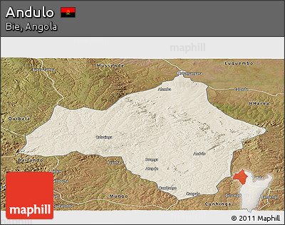 Shaded Relief Panoramic Map of Andulo, satellite outside
