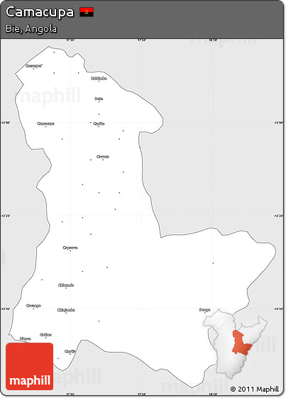 Silver Style Simple Map of Camacupa, single color outside