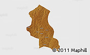 Physical 3D Map of Chinguar, single color outside