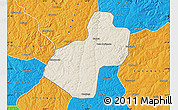 Shaded Relief Map of Cunhinga, political outside