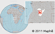 Gray Location Map of Kuito, highlighted parent region, hill shading