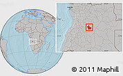 Gray Location Map of Kuito, hill shading