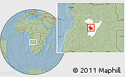 Savanna Style Location Map of Kuito, highlighted parent region, hill shading