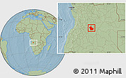 Savanna Style Location Map of Kuito, hill shading