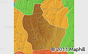 Physical Map of Kuito, political outside