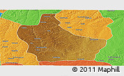 Physical Panoramic Map of Kuito, political outside