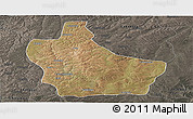 Satellite Panoramic Map of Kuito, darken, semi-desaturated
