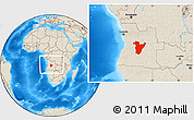Shaded Relief Location Map of Bie, within the entire country