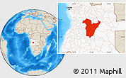 Shaded Relief Location Map of Bie, highlighted country
