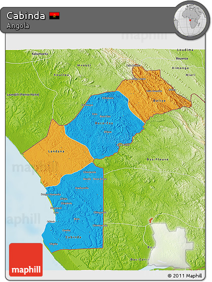 Political 3D Map of Cabinda, physical outside