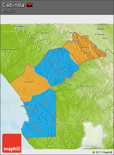 Political 3D Map of Cabinda, physical outside