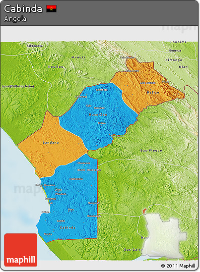 Political 3D Map of Cabinda, physical outside