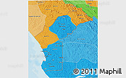 Political 3D Map of Cabinda, political shades outside