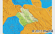 Physical Map of Belize, political outside