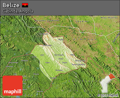 Physical Map of Belize, satellite outside