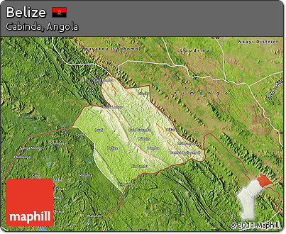 Physical Map of Belize, satellite outside