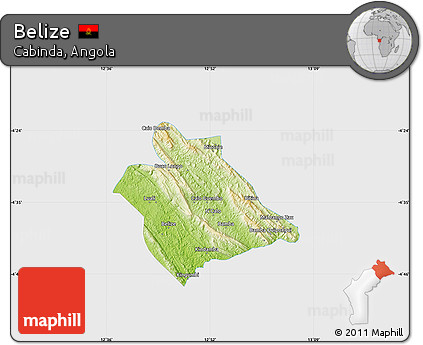 Physical Map of Belize, single color outside