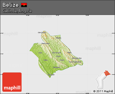 Physical Map of Belize, single color outside