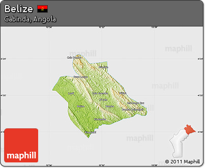 Physical Map of Belize, single color outside