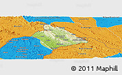 Physical Panoramic Map of Belize, political outside