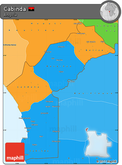 Political Simple Map of Cabinda, political shades outside