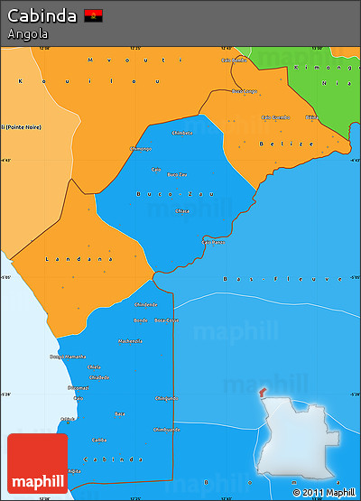 Political Simple Map of Cabinda, political shades outside