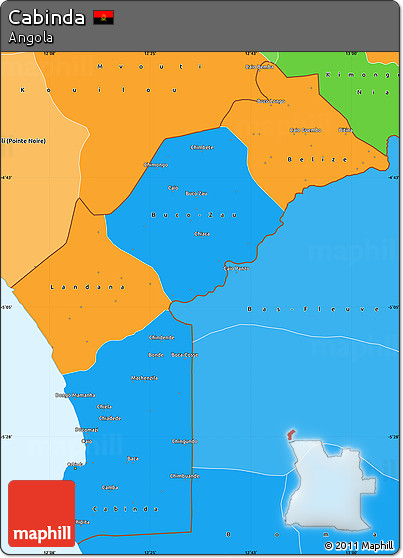 Political Simple Map of Cabinda, political shades outside