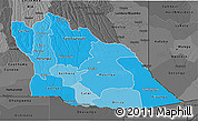Political Shades 3D Map of Cuando Cubango, darken, desaturated