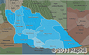 Political Shades 3D Map of Cuando Cubango, darken, semi-desaturated