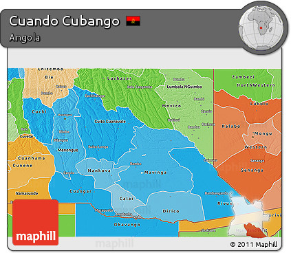 Political Shades 3D Map of Cuando Cubango