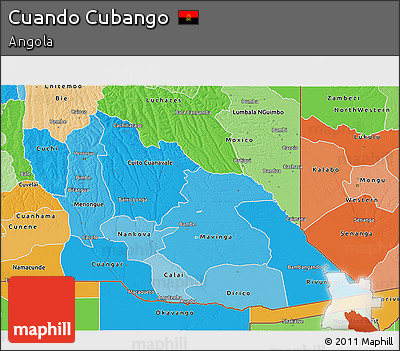 Political Shades 3D Map of Cuando Cubango