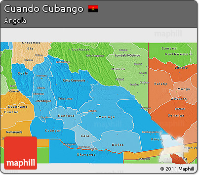 Political Shades 3D Map of Cuando Cubango