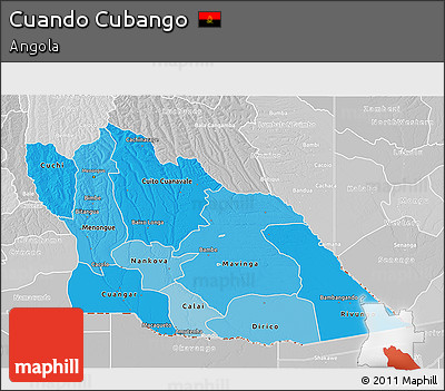 Political Shades 3D Map of Cuando Cubango, lighten, desaturated