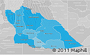 Political Shades 3D Map of Cuando Cubango, lighten, desaturated