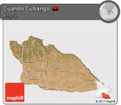 Satellite 3D Map of Cuando Cubango, cropped outside