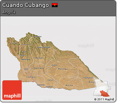 Satellite 3D Map of Cuando Cubango, cropped outside