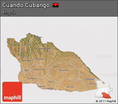 Satellite 3D Map of Cuando Cubango, cropped outside