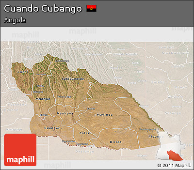 Satellite 3D Map of Cuando Cubango, lighten