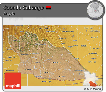 Satellite 3D Map of Cuando Cubango, physical outside
