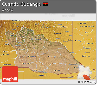 Satellite 3D Map of Cuando Cubango, physical outside
