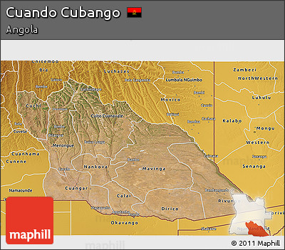 Satellite 3D Map of Cuando Cubango, physical outside